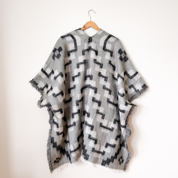 Frye Western Poncho Wrap Large XL Southwestern Boho Cowboy Rodeo Ruana Cape - Picture 2 of 12